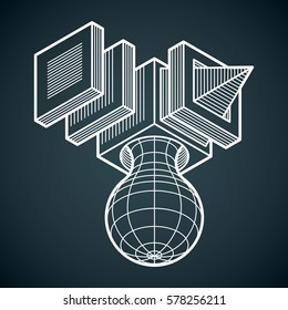 Abstract vector geometric form, 3D creative shape.