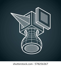 Abstract vector geometric form, 3D polygonal shape.