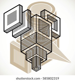 Abstract vector geometric form, 3D polygonal shape.