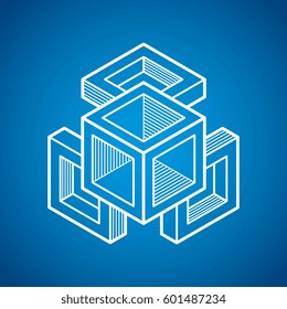 Abstract vector geometric form, 3D polygonal shape.