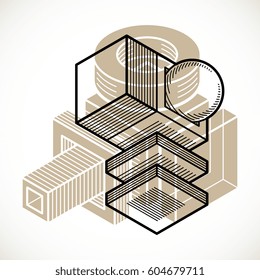 Abstract vector geometric form, 3D creative shape.