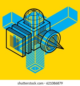 Abstract vector geometric form, 3D polygonal shape.