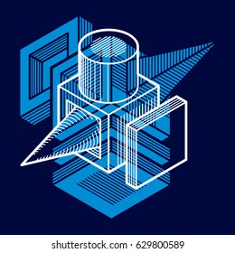 Abstract vector geometric form, 3D creative shape.