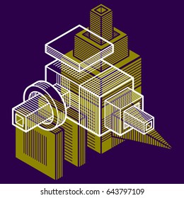 Abstract vector geometric form, 3D creative shape.