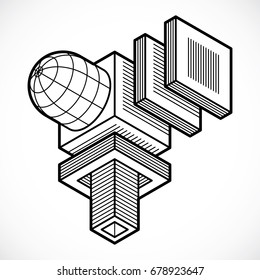 Abstract vector geometric form, 3D shape.