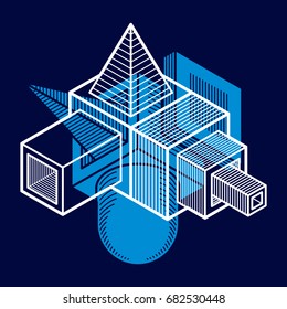 Abstract vector geometric form, 3D creative shape.