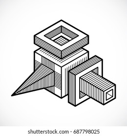 Abstract vector geometric form, 3D shape.