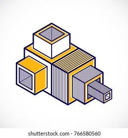 Abstract vector geometric form, 3D polygonal shape.