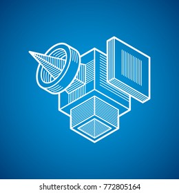 Abstract vector geometric form, 3D polygonal shape.