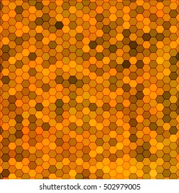 abstract vector geometric hexagon background - orange and brown