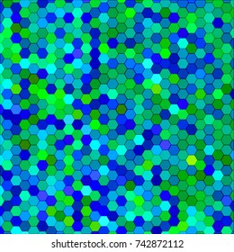 abstract vector geometric hexagon background - green and blue