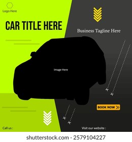 Abstract vector geometric layout automobile graphic social media post. Sale advertising banner. Square graphic poster.