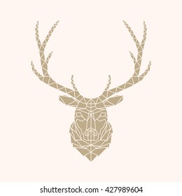 Abstract Vector geometric Line Style Deer Face Illustration. Isolated. geometric polygonal triangle illustration for use in design for card, invitation, poster, banner.