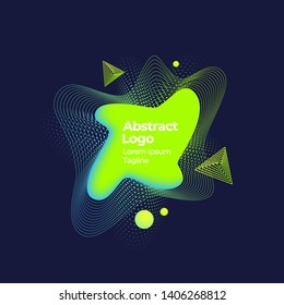 Abstract Vector Geometric Liquid Banner, Emblem or Logo Template. Creative Decoration Memphis Style. Dark Background.