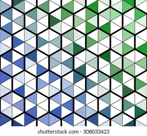 Abstract vector geometric mosaic background of hexagons and triangles