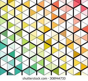 Abstract vector geometric mosaic background of hexagons and triangles