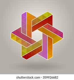 Abstract Vector Geometric Multicolor Hexagonal Star Shape Interlacing Polygons Logo EPS 10