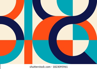 Abstract vector geometric pattern, background design in Bauhaus style, for web design, business card, invitation, poster, landing page, cover.
