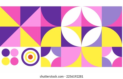 Abstract vector geometric pattern, background design in Bauhaus style, for web design, landing page, cover, business card, invitation, poster.