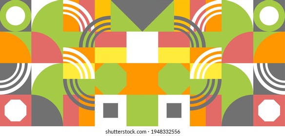 Abstract vector geometric pattern design in Bauhaus or Scandinavian style
