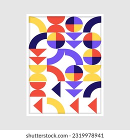 Abstract vector geometric pattern design in Bauhaus style. colorful modern style in frame vector illustration