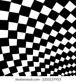Abstract vector geometric pattern in the form of black chess squares on a white background