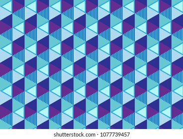 Abstract vector geometric pattern with square and triangle, blue and purple with rectangle overlapping