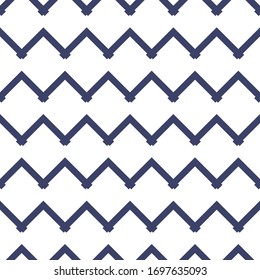 Abstract vector geometric seamless blue pattern with zigzag