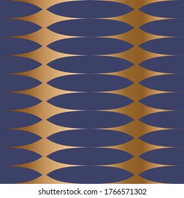Abstract vector geometric seamless golden pattern. Blue background.
