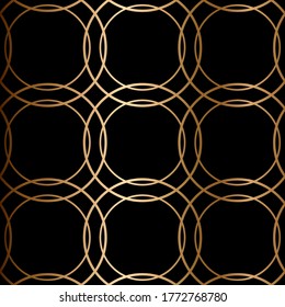 Abstract vector geometric seamless golden pattern. Blue background.