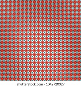 Abstract vector geometric seamless pattern with circles, lines and rhombuses in green, brown and orange colors.