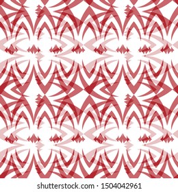 Abstract vector geometric seamless pattern. Red background. Wrapping paper. Print for interior design. Backdrop in vintage style.