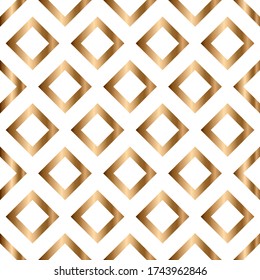 Abstract vector geometric seamless pattern with rhombus. Ornamental golden background
