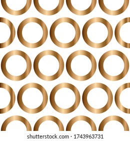 Abstract vector geometric seamless pattern with circles. Ornamental golden background