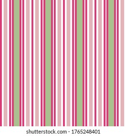 Abstract vector geometric seamless pattern. Vertical stripes. Colored background. Wrapping paper.Print for interior design and fabric. Stripe seamless pattern with green, pink and white colors.