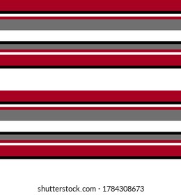 Abstract vector geometric seamless pattern. Horizontal stripes. Colored background. Wrapping paper. Print for interior design and fabric. Stripe pattern with Red, black, grey and white colors.