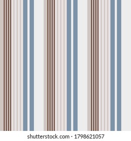 Abstract vector geometric seamless pattern. Vertical stripes. Colored background. Wrapping paper. Print for interior design and fabric. Stripe pattern with Brown, Blue and beige colors.