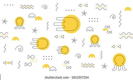 Abstract vector geometric seamless pattern, background design in memphis style, for web design, business card, invitation, poster, landing page, cover.