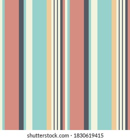 Abstract vector geometric seamless pattern. vertical stripes. Colored background. Wrapping paper. Print for interior design and fabric. Stripe pattern with Orange, turquoise, grey, off white  colors.