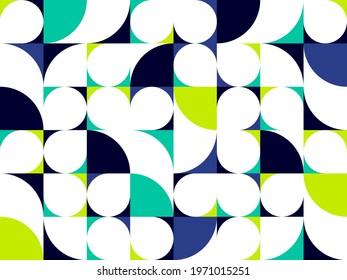 Abstract vector geometric seamless pattern, color simple geometric elements repeat tiles, wallpaper or website background, design background in retro style.