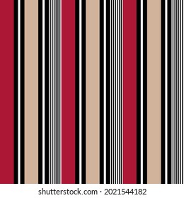 Abstract vector geometric seamless pattern. Vertical stripes. Colored background. Wrapping paper. Print for interior design and fabric. Stripe pattern with Pink, Beige, Black and white colors.