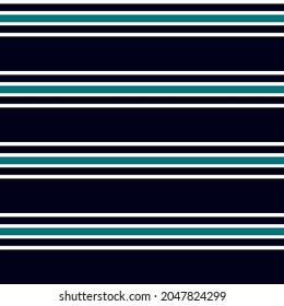 Abstract vector geometric seamless pattern. Horizontal stripes. Colored background. Wrapping paper. Print for interior design and fabric. Stripe pattern with Navy Blue, Green and white colors.