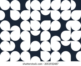 Abstract vector geometric seamless pattern, black and white simple geometric elements repeat tiles, wallpaper or website background, design background in retro style.