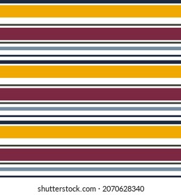 Abstract vector geometric seamless pattern. Horizontal stripes. Colored background. Wrapping paper. Print for interior design and fabric. Stripe pattern with Blue, Yellow, Red, Green and White colors