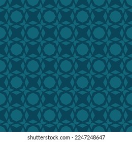 Abstract vector geometric seamless pattern. Simple ornament texture with diamond shapes, grid, repeat tiles. Teal color. Subtle geometrical background. Repeat design for decor, fabric, textile, wrap