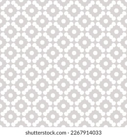 Resumen de patrones geométricos sin soldadura vectorial. Sutil textura ornamenta con siluetas de flores, rejilla, mosaicos repetidos. Fondo ornamental gris y blanco. Elegante diseño repetitivo para papel impreso, tapicería