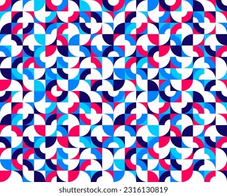Abstract vector geometric seamless pattern, color simple geometric elements repeat tiles, wallpaper or website background, design background in retro style.