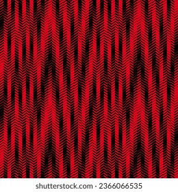 Abstract vector geometric seamless pattern with fading lines, tracks, halftone stripes. Sport style illustration, urban art. Graphic texture in trendy neon red and black color. Modern sporty design