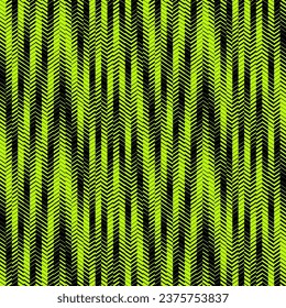 Abstract vector geometric seamless pattern with fading lines, tracks, halftone stripes. Sport style illustration, urban art. Graphic texture in trendy neon green and black color. Modern sporty design