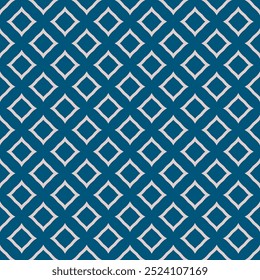 Abstract vector geometric seamless pattern. Texture with small diamond shapes, outline rhombuses, stars, grid. Dark blue and beige color. Simple minimal ornamental background. Repeating geo design